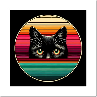 Rainbow Eyes Black Cat Posters and Art